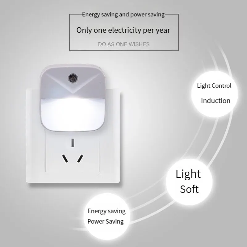 LED Night Light, EU Plug-in Smart Wireless Light Control Sensor Light, 220V Wall Light For Home Corridors, Bathrooms, Hallways