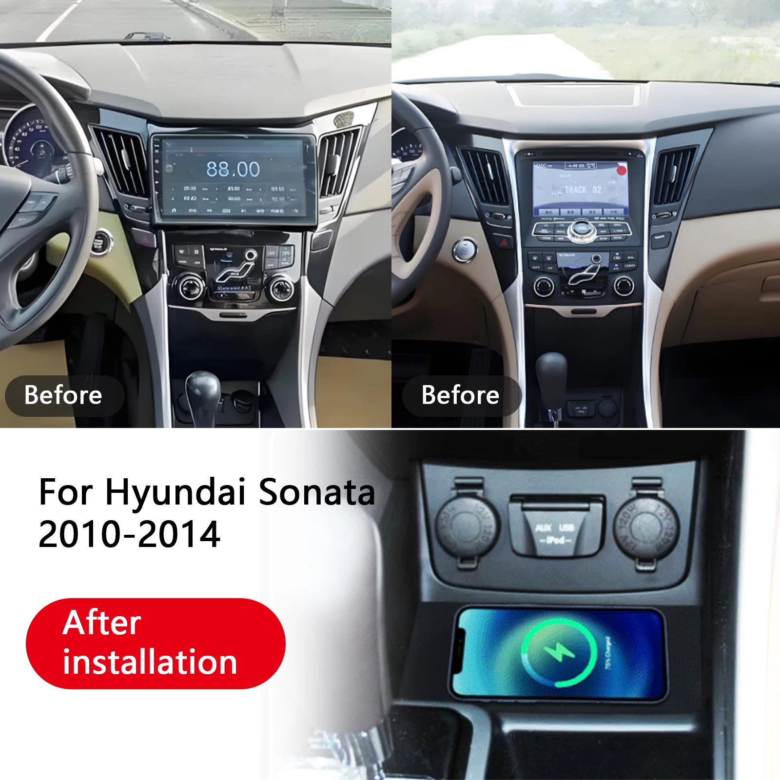 

The latest For Hyundai Sonata 2010-2014 Car center console phone charger fast wireless charger charging plate charging holder