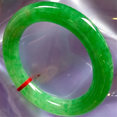 

Natural 54mm-64mm Burmese Emerald Green Round Bar Bracelet Elegant Princess Jewelry for Mom and Girlfriend