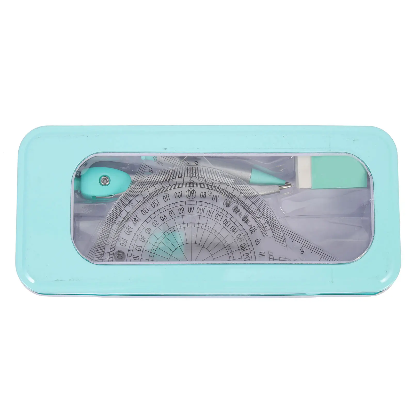 1Set Geometry Compass Ruler Kit Lightweight Portable School Drawing Tools Professional Drafting Triangles Protractor