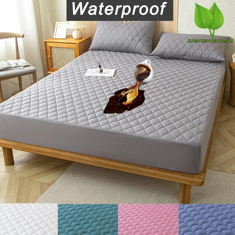 Waterproof Fitted Sheet Cotton Mattress Cover Bed Replacement Protector Single/Double Size 140/160cm Bed Cover Bedspread 1pc