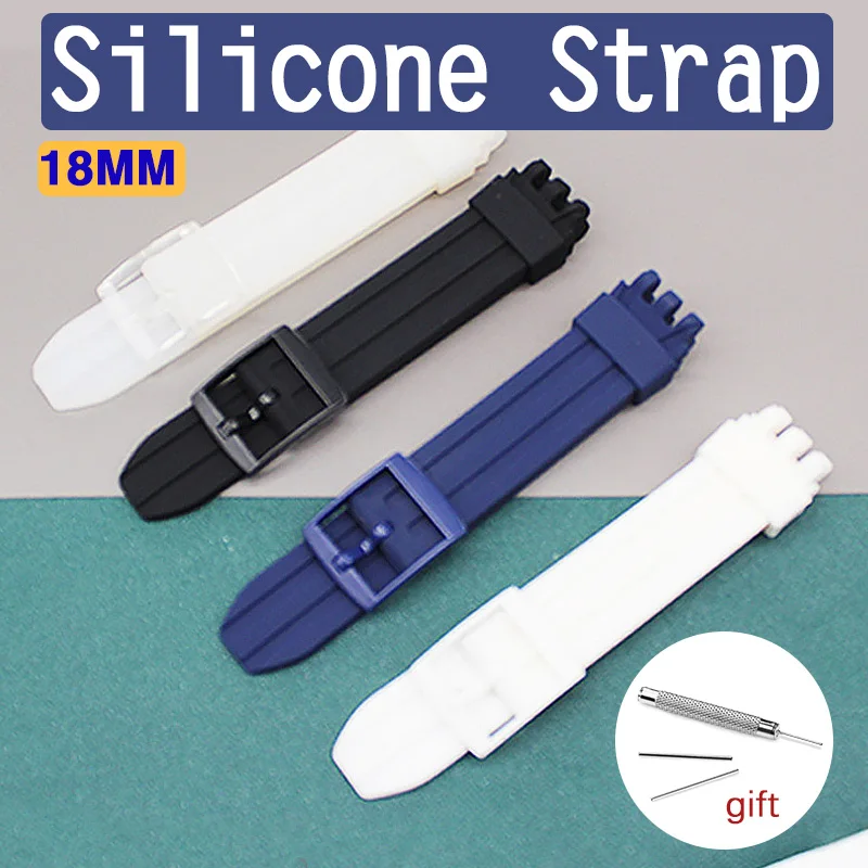 Substitute soft silicone 18mm soft and comfortable watch band four colors 18MM Swatch Student