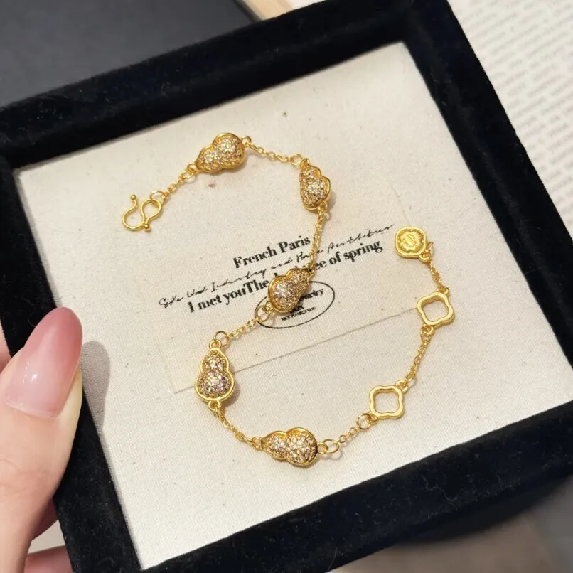 

Plated With Genuine Gold Preservation Ancient Sand Gold Fu Lu Full Of Gourd Bracelets Women s Personality High End Girls Gift