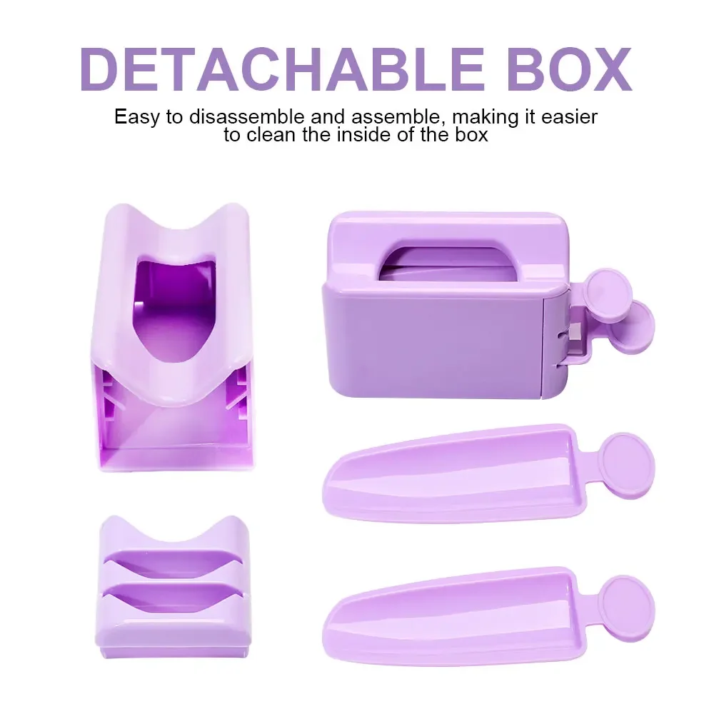 Kit di scatole di immagazzinaggio per accessori per polvere per nail art per unghie Scatola di immagazzinaggio tipo cassetto per polvere con strass glitterati con pennello e imbuto