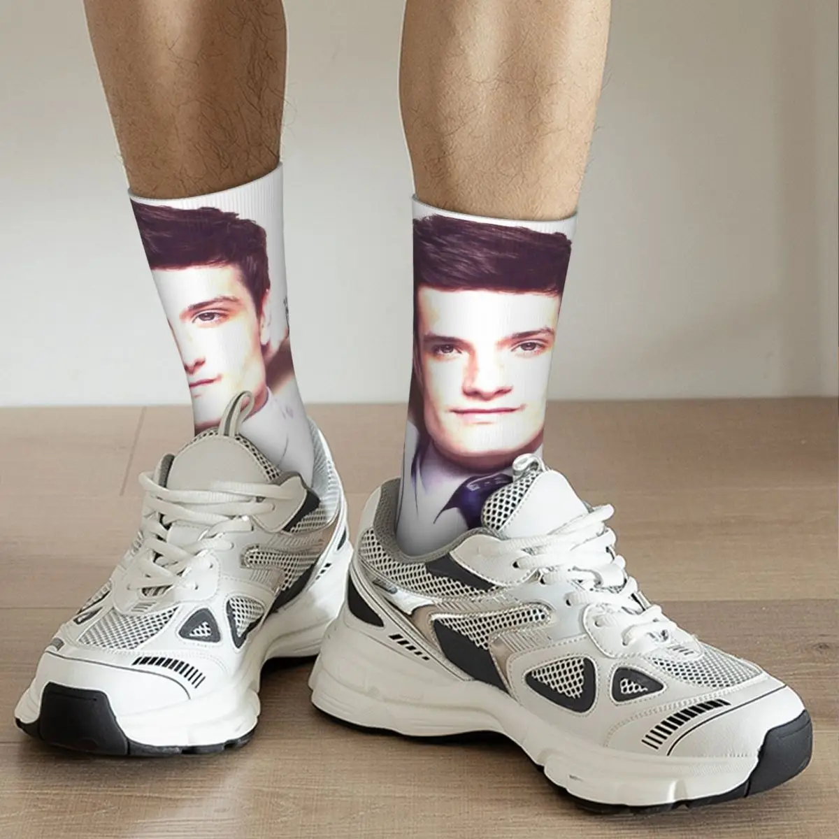 Retro Josh Hutcherson Whistle Meme Sports Socks Peeta Mellark Polyester Long Socks for Unisex Breathable