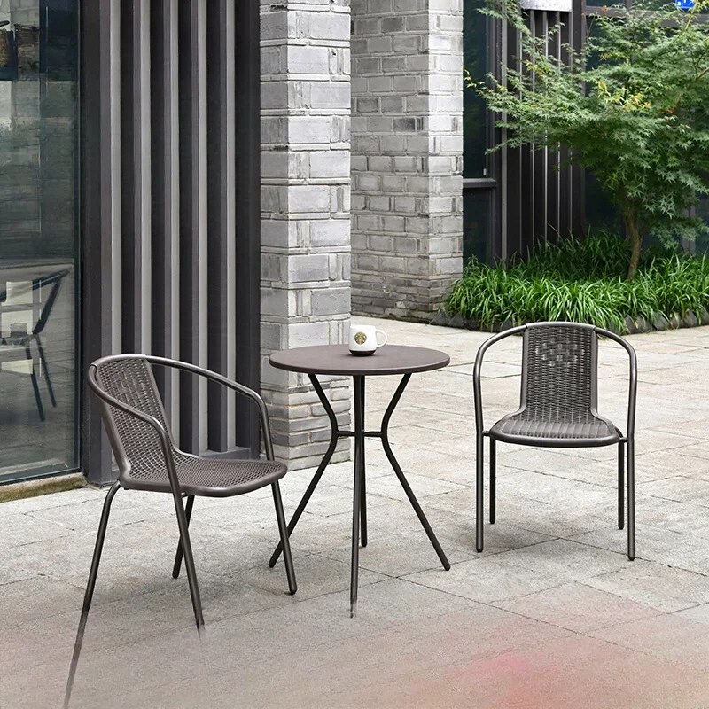 

Outdoor Garden imitation rattan Small tables and chairs Outdoor Balcony three-piece set