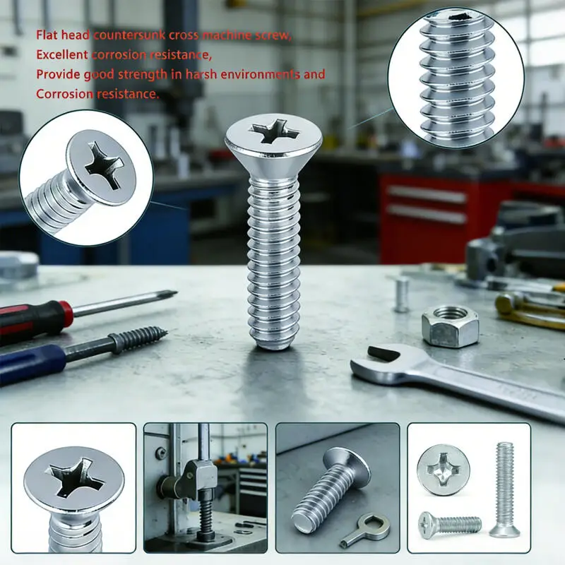 50/25/10/5pcs 304 Stainlessy Steel Phillips Flat Head Screws Bolts 3-65mm M1.6 M2 M2.5 M3 M4 M5 M6