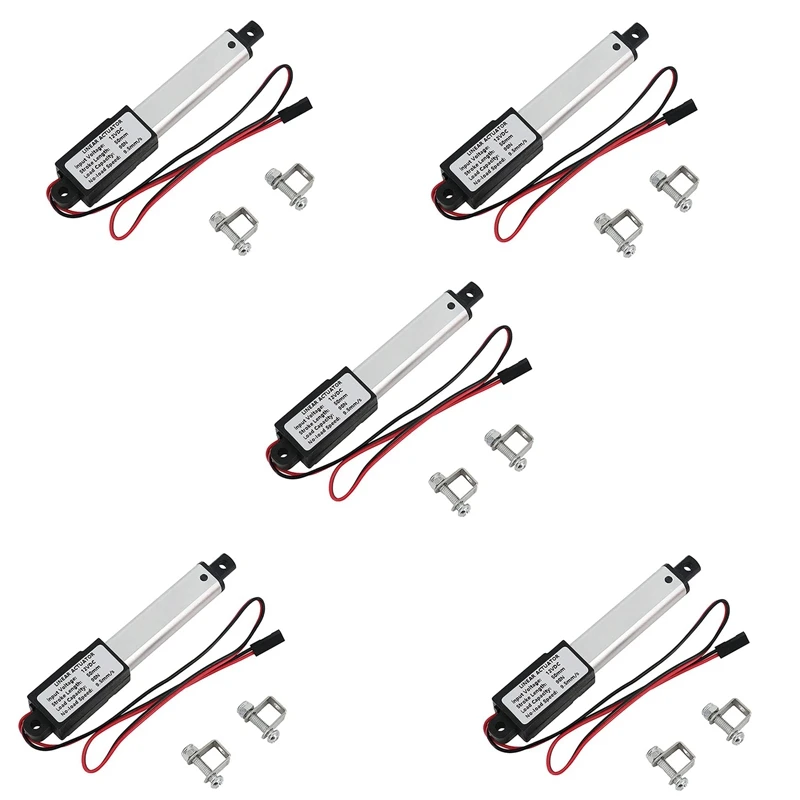 

5X Micro-Linear Actuator, 2 Inch Stroke,90N/20.3Lb,Speed 9.5Mm/S Electric Waterproof Actuator Motor Linear Actuator 12V