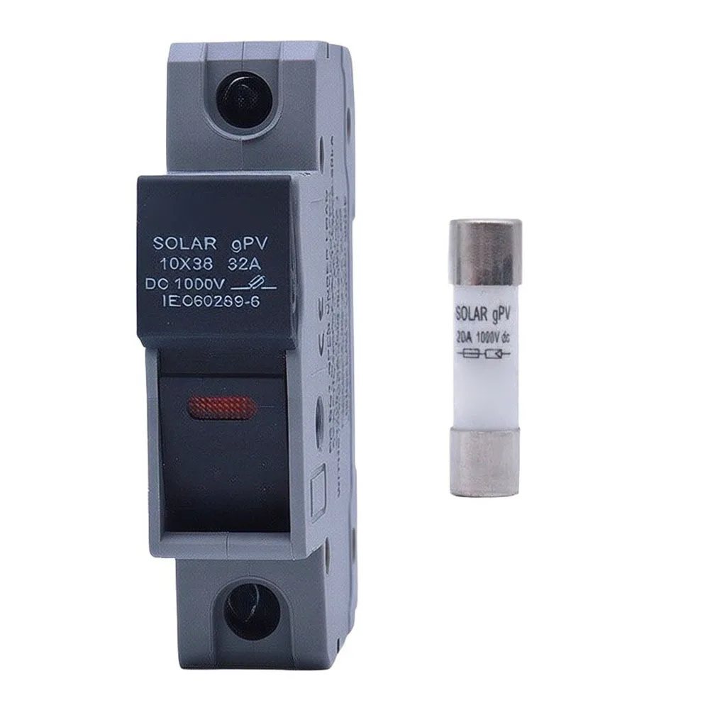DIN Rail Fuse Base 32A DC Fuse Box For Outdoor Solar Farms Flame Retardant Casing DC1000V Rated Voltage Short-circuit Protection