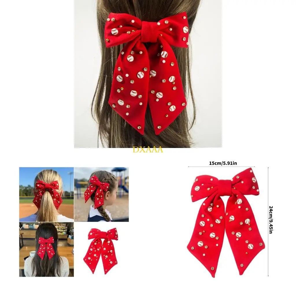 

DXAA Sparkling Rhinestones Baseball Bowknot Hair Clip For Women Girls Party Accessory