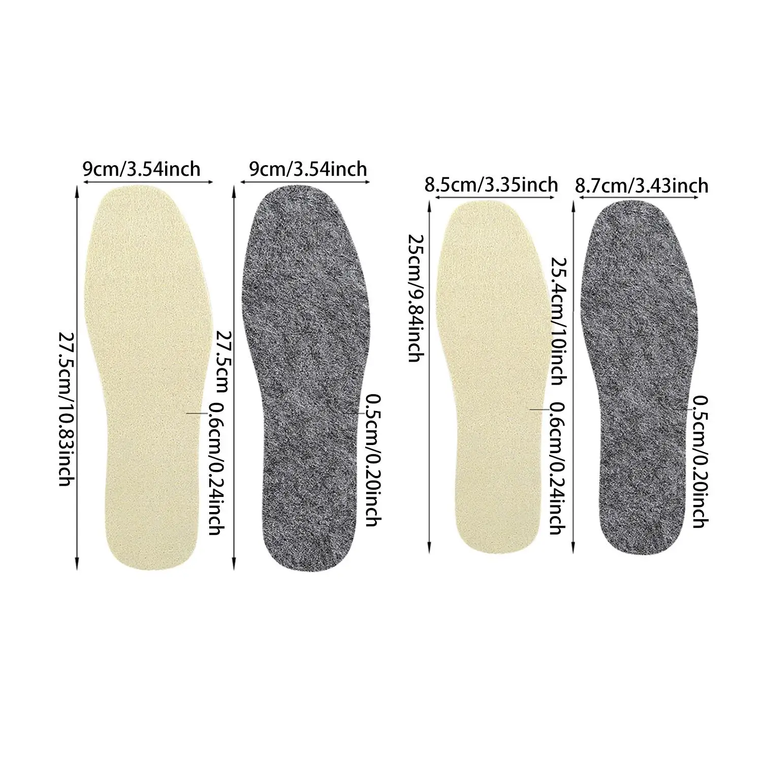 New Simple 1 Pair Winter Thicken Warm Insoles Breathable Soft Skin-friendly Men Women Thermal Wool Felt Shoes Boots Pad Sole