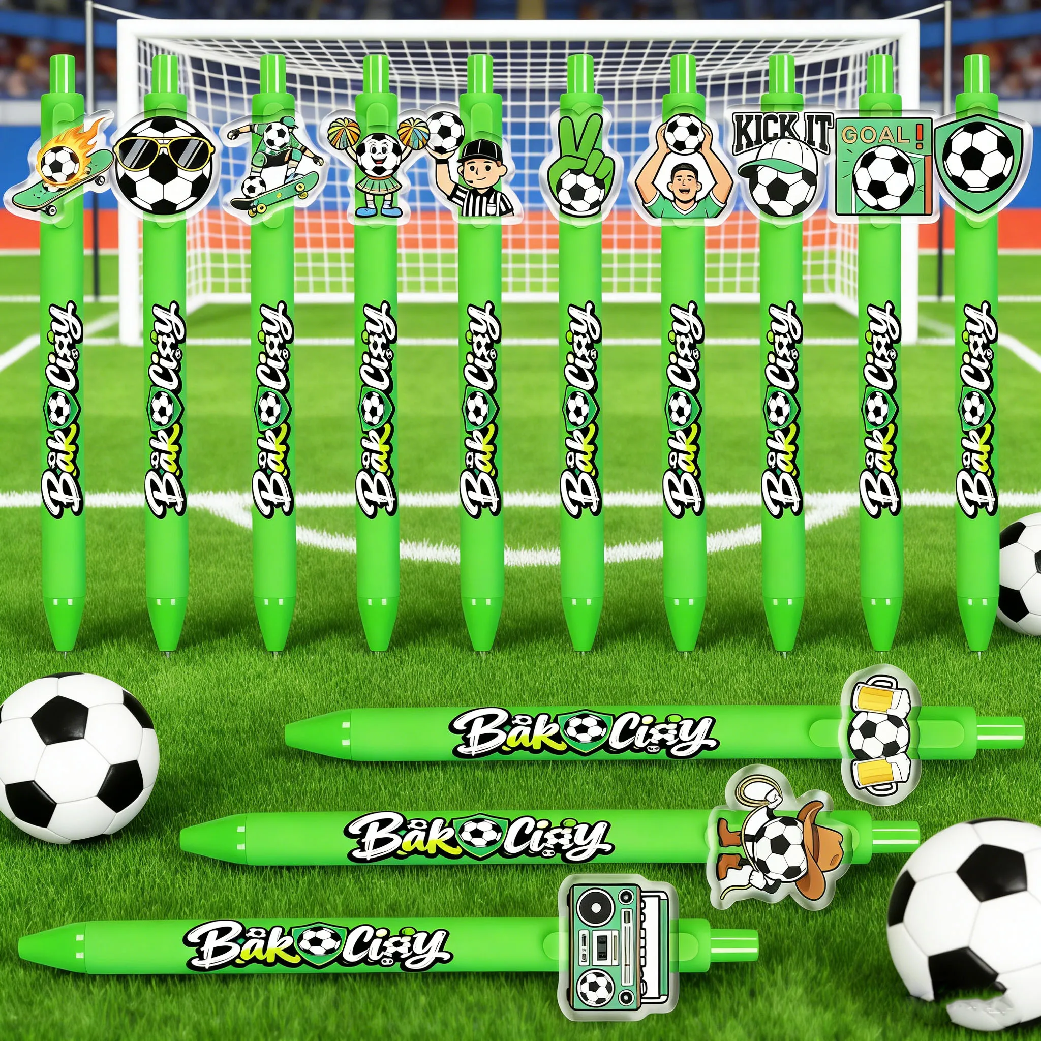 

13pcs/26pcs Football Passion Style Ballpoint Pen Green Color Office Learning Gift Pen