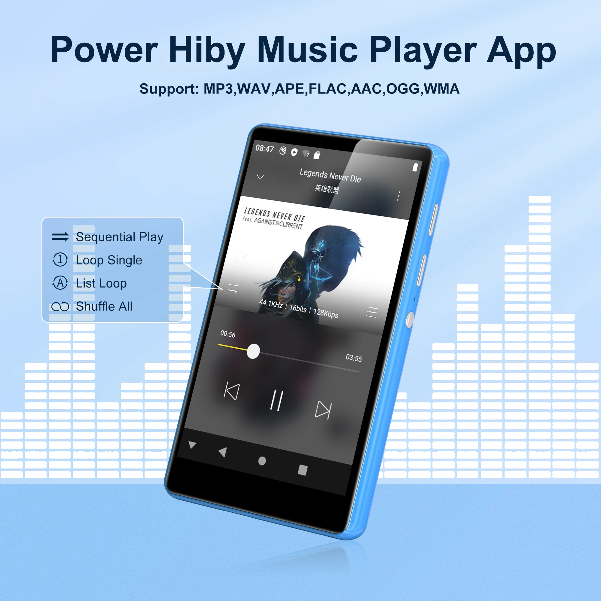 80GB Android 9.0 MP3 MP4 Player 4 Inch Touch Screen WiFi Bluetooth HiFi Lossless Google Play FM Radio Up To 512GB TF Card Gift
