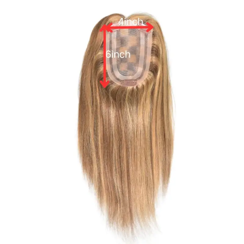 شعر بشري ريمي بني طبيعي مع قاعدة دانتيل أحادية مقاس 14 بوصة - وصلات شعر للنساء