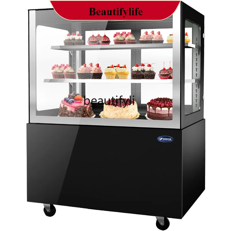 E132 Right Angle Desktop Commercial Cake Cabinet Refrigerated Display Cabinet Bakery Fresh-keeping Cabinet Air-cooled Floor