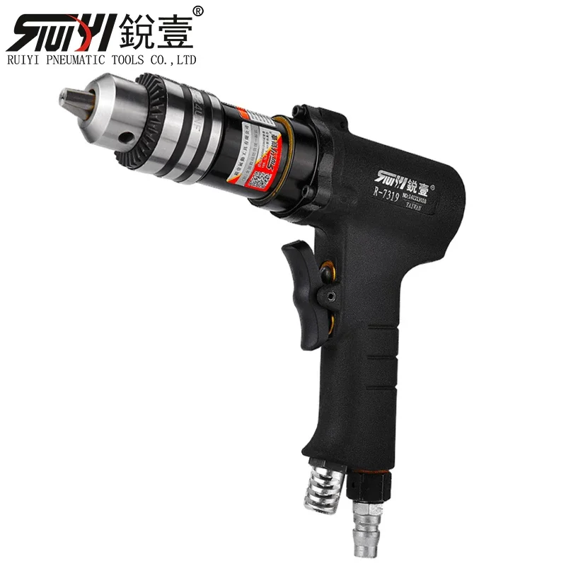 Ruiyi 7319 Gun-Type Air Drill with Forward and Reverse Rotation, 13mm Gun-Type Air Drill, Woodworking Drilling Air-Powered Pistol Drill