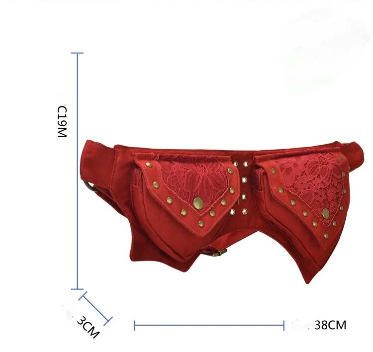 Medieval Punk Waist Bag Steampunk Pu Leather Motorcycle Style Hip Belt Bag Retro Outdoor Sports view 6