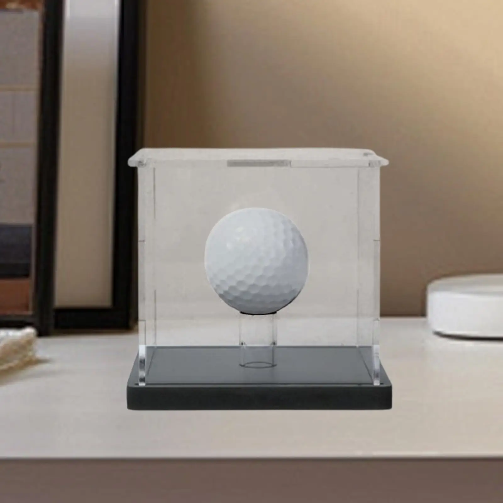 

Golf Ball Display Case Small for Single Ball Showcase Dust Protection 3.35" Clear Memorabilia Ball Stand Baseball Display Stand