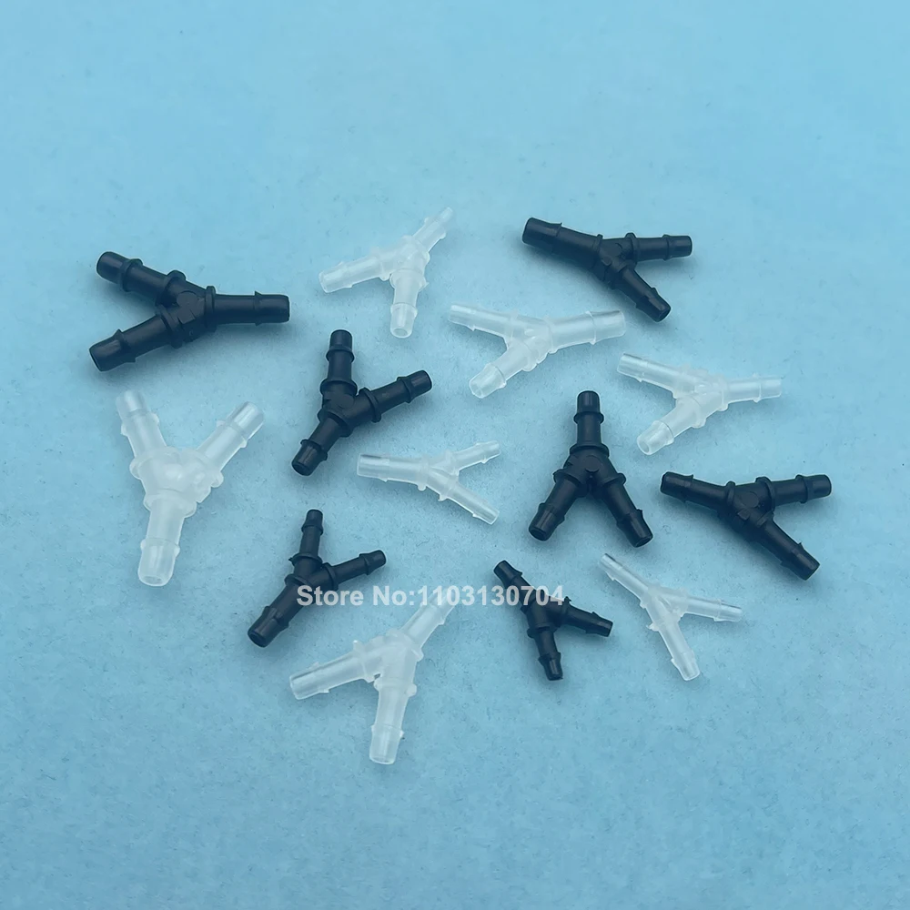 20PCS UV Solvent Printer Y Shape Ink Tube Connector 3X2mm 4X3mm 5X3mm 6X4mm Hose Pipe Y Joint Tubing Adapter Plastic White Black