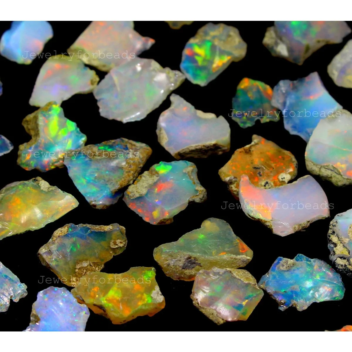 Natural Ethiopian Opal 25-80CT Rough Unpolished Welo Opal Fire Gemstone Colorful Flash Loose Stone Jewelry Making