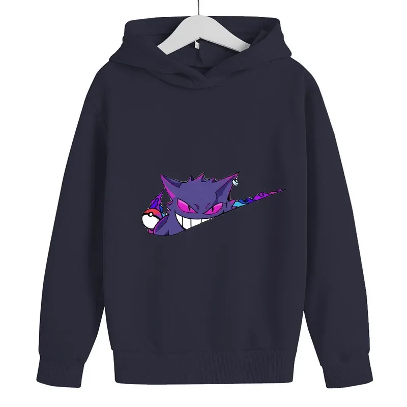 2024 Pokémon Gengar Hoodies Sportwear Outdoor Sports Hooded Sports Shirt Casual Street Sweater Boys and Girls Birthday Gift