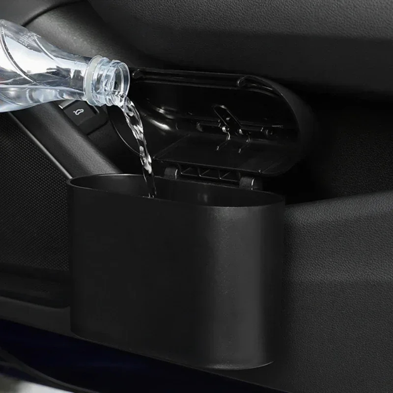 New Car Trash Can with Side Hanging Lid and Mini Convenient Storage Bag, Multifunctional Backrest Storage Box for Car Use
