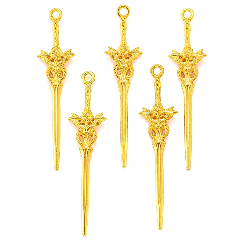 10PCS 5 colors Mixed Alloy Charms Knight Sword Knife Gun Weapons Pendant For DIY Handmade Jewelry Material M97
