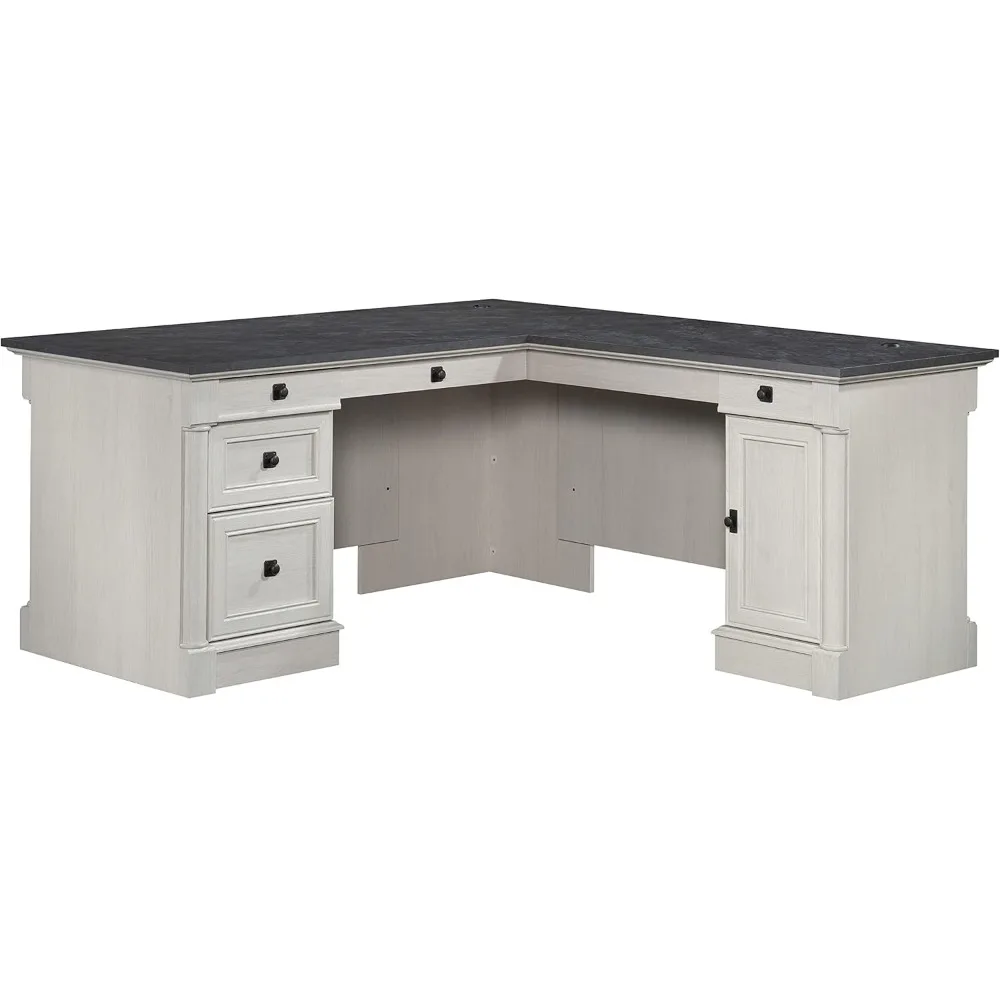 L Shaped Desk with Drawers, Office Desk with File Cabinet Storage, Cable Management, Keyboard Tray, Office Desks