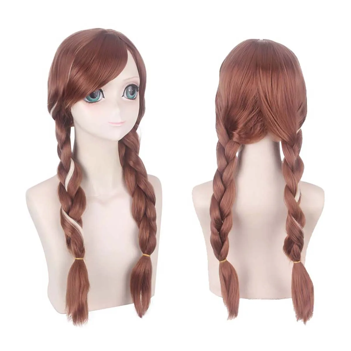 

Аксессуары для карнавала на Хэллоуин, длинный плетеный синтетический коричневый парик принцессы Анны