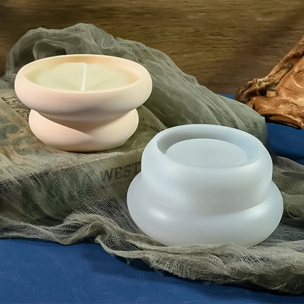 Ring Cream Candle Cup Mold Cement Candle Vessel Silicone Mold Spherical Desktop Plant Pot Pen Holder Concrete Plaster Mold