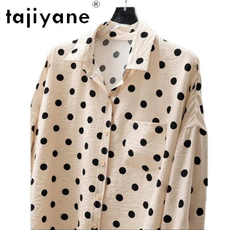 

TAJIYANE 76% Mulberry Silk Shirt Woman Elegant Loose Long Sleeve Shirts Dry Silk Summer Tops 2025 Ladies Clothes топ женский