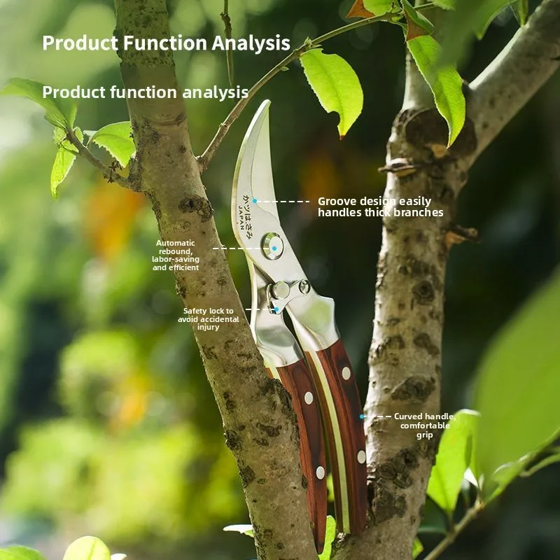 Pruning shears, household garden manual trimmer, lightweight, ergonomic handle, durable, all steel branch scissors beak design