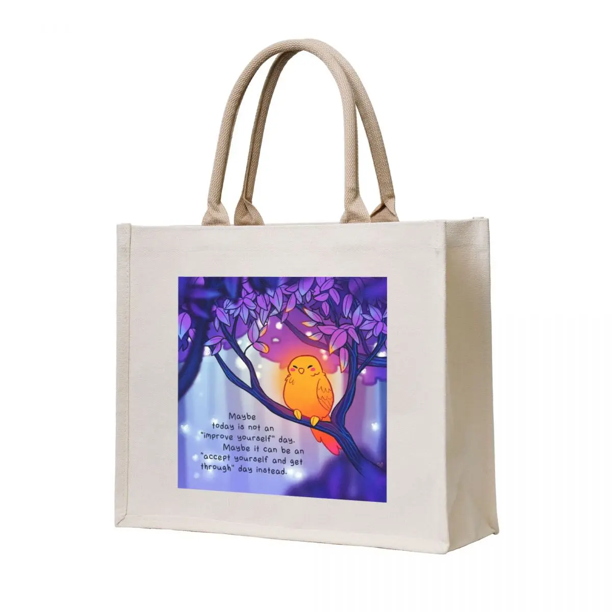 

Maybe today is not an improve yourself day. Golden Glowing Bird Tote Bag cute pouch bag female bag Eco