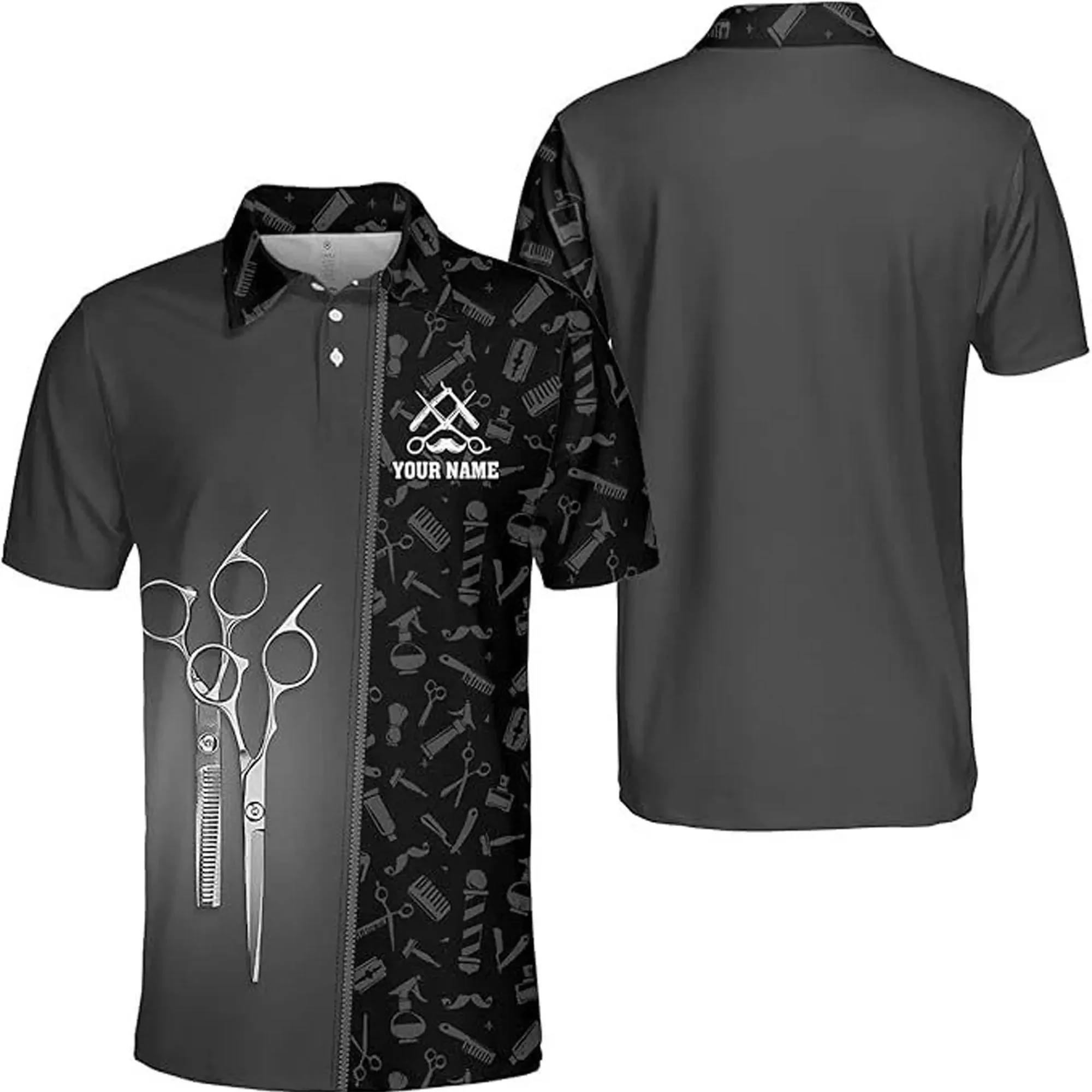 

2025 Barber Short Sleeve Polo Shirts For Men Clothing Hairdresser Cosplay POLO Shirt Custom Name Uniform Jersey Male Y2k Tops