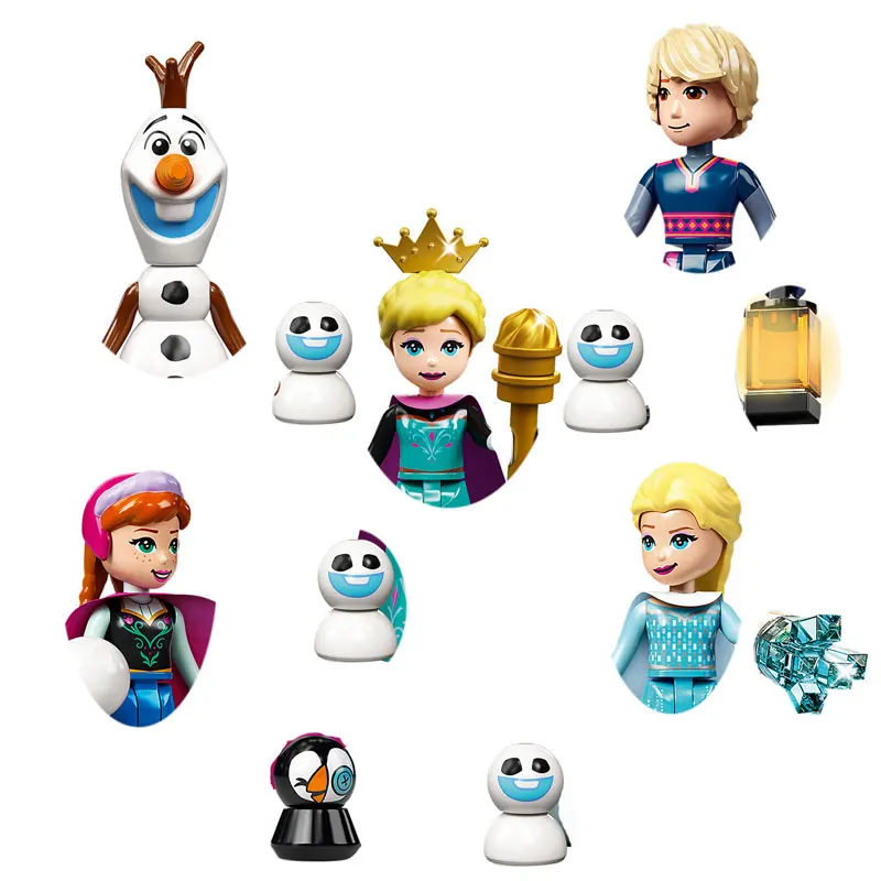 Bloques de construcción de la princesa Anna, Elsa, Ariel, cenicienta, bella, maléfica, Ursula, juguetes para niños, figuras de amigos, juguete