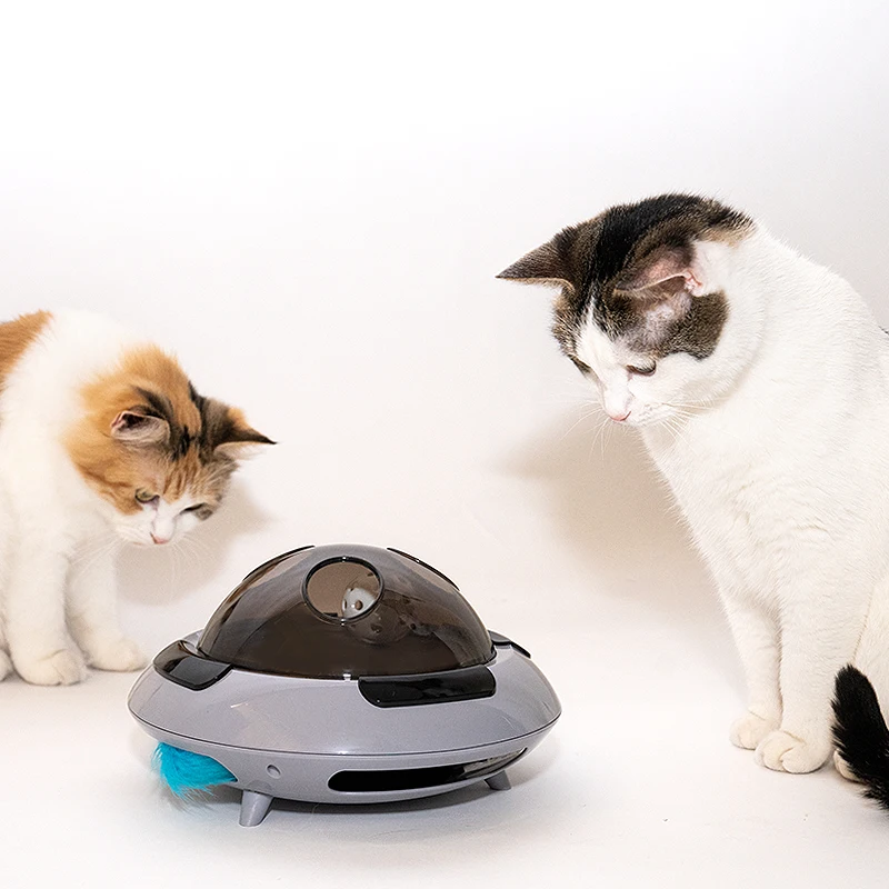 Electric Smart Flying Saucer Pet Cat With Feather Turntable Toy