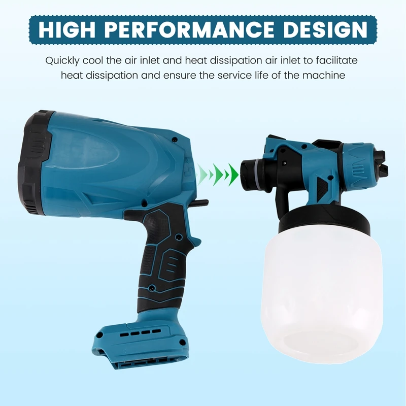 Schnurloses elektrisches Sprühgerät, tragbar, für den Haushalt, Desinfektion, einfach einstellbarer Knopf, Farbspritzgerät für 18-V-Batterie, Makita