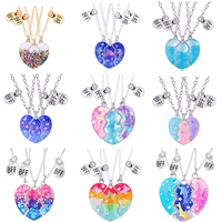 3 Pcs/set Best Friends Pendant Necklace For Woman Magnetic Adjustable Rainbow Daisy Lover Broken Heart Chain BFF Jewelry Gifts
