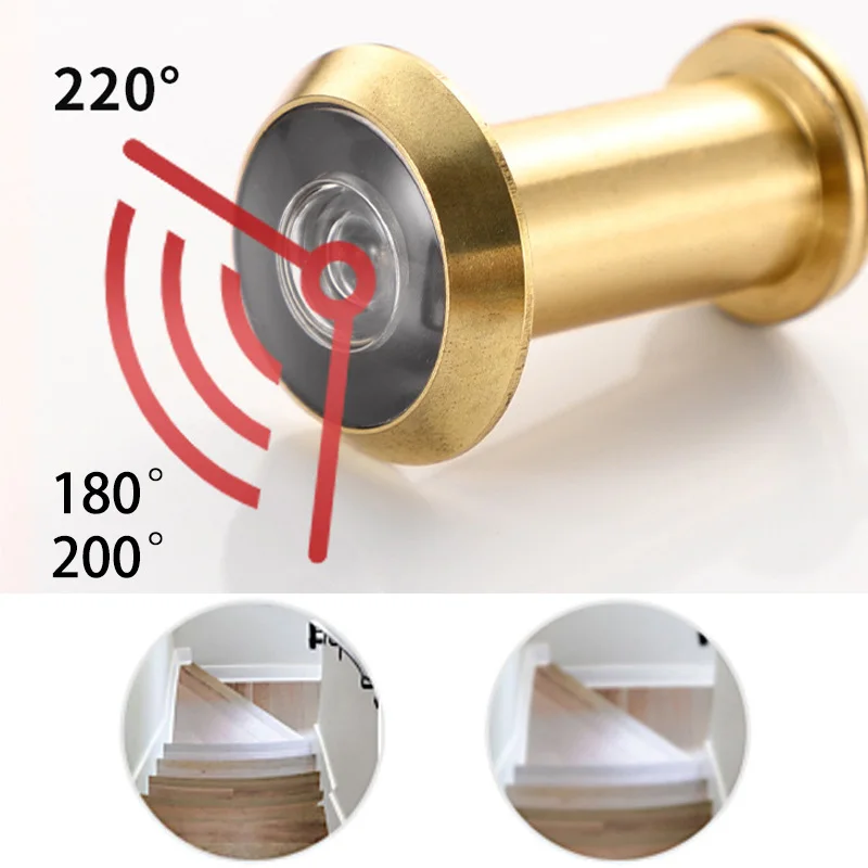 180°/200°/220°Brass Door Peephole Viewers for Home Security 14-24mm Diameter 35-80mm Thickness Gate Hardware