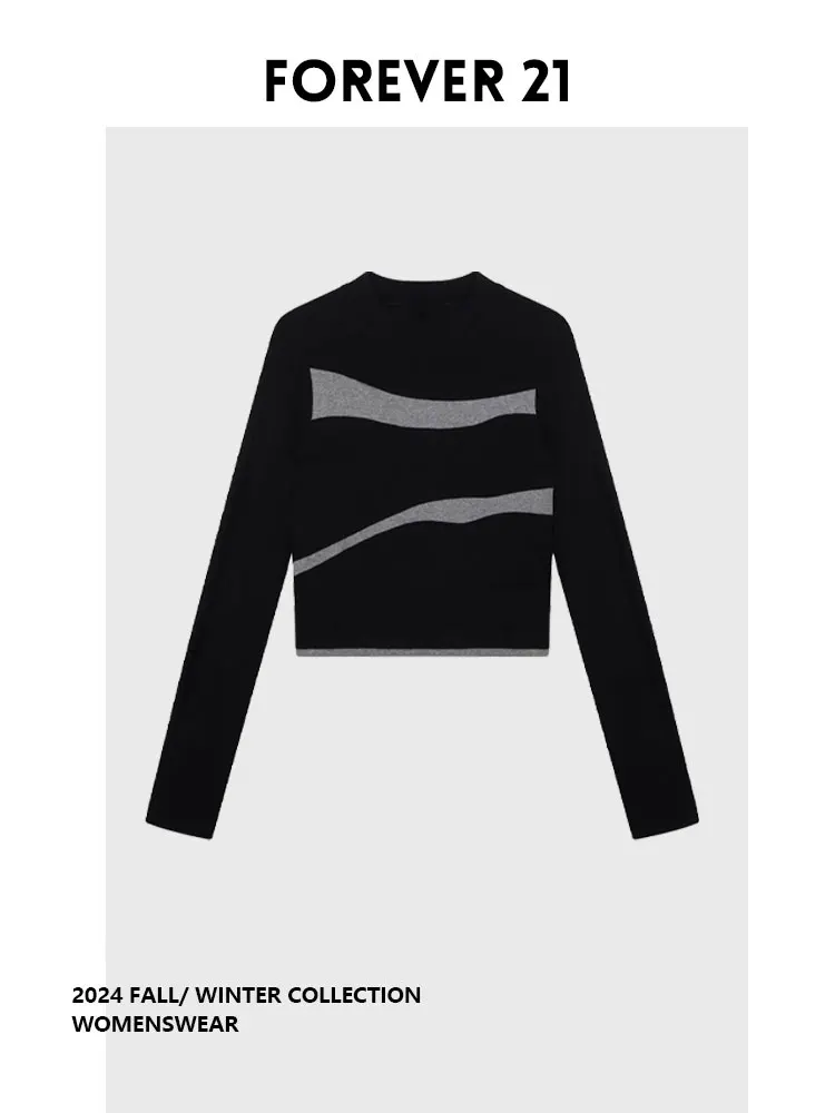 

Женский вязаный топ Forever 2 с длинным рукавом, круглым вырезом, оригинальным дизайном, волнистым краем и элементами вязания в стиле бохо