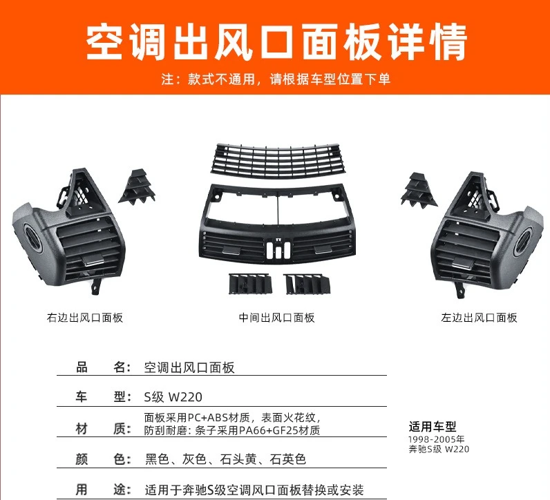 Suitable for Mercedes-Benz S-class air conditioner trend S300 S350w220 instrument panel air conditioner trend accessories