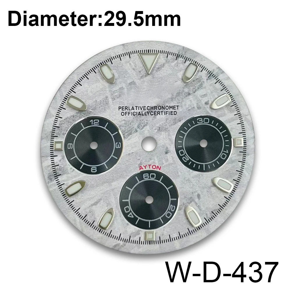 29.5mm S Logo DTN Panda Dial Suitable For VK63 Movement Green Luminous High qQuality Watch Modification Accessories