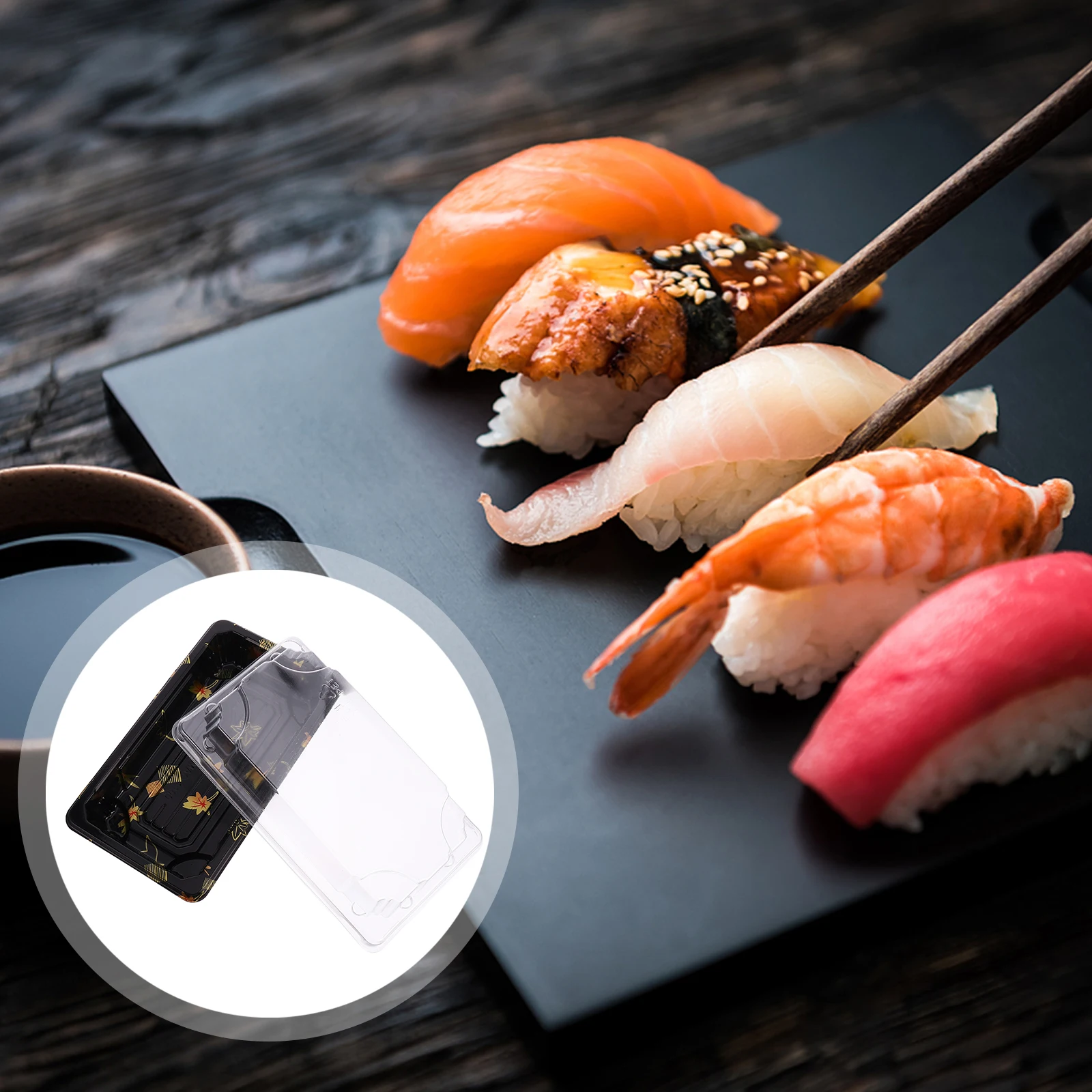 

50 Pcs Sushi Box Plastic Storage Container Food Containers with Lids Japanese-style
