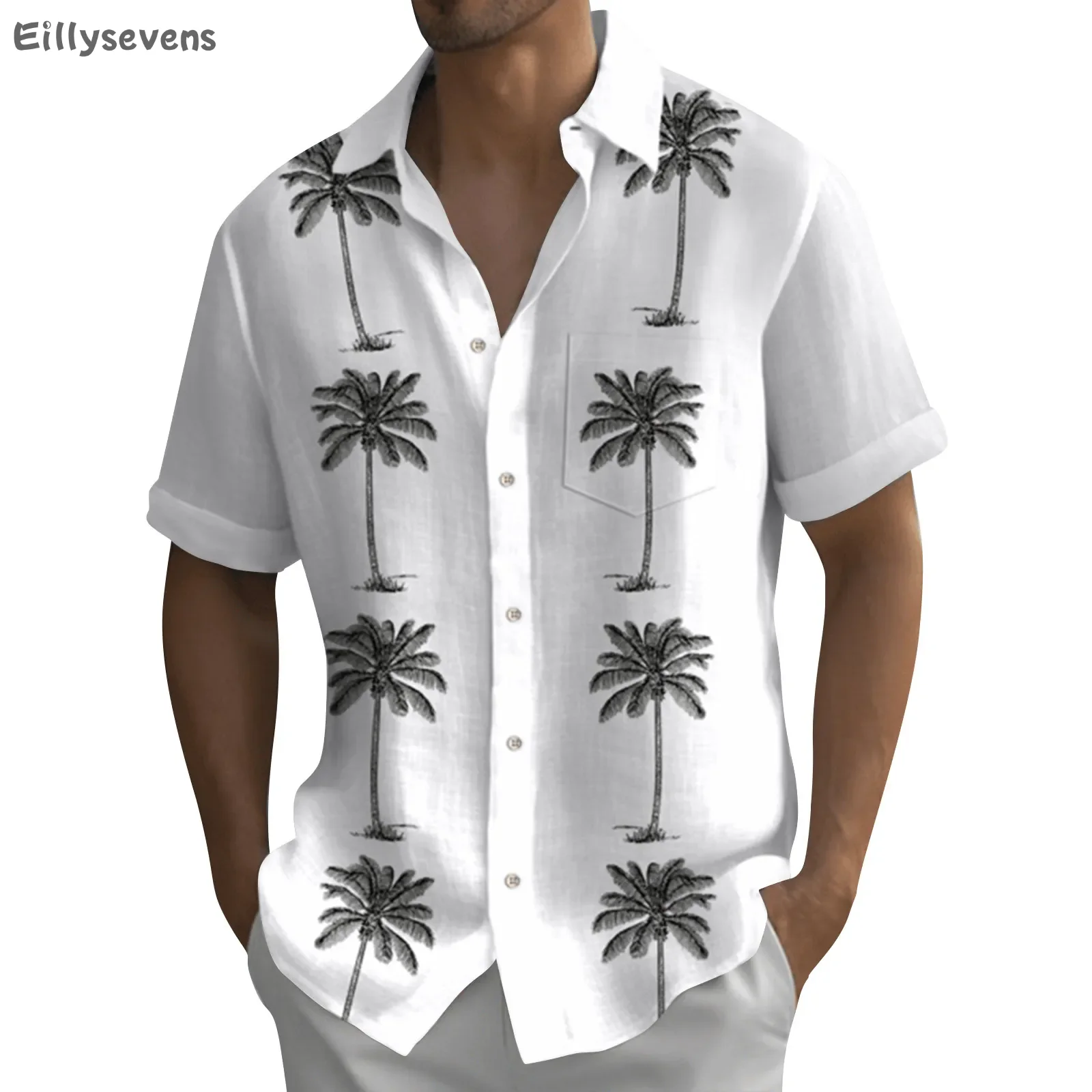 

Quality men's shirts Hawaiian Shirts For Men Vintage Button Down Coconuts tree print tops Short Sleeve Summer Beach camisetas