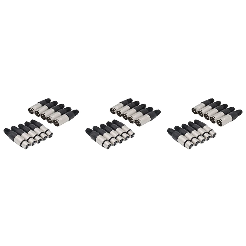 

30Pcs 3 Pin XLR Solder Type Connector 15 Male + 15 Female Plug Cable Connector Microphone Audio Socket