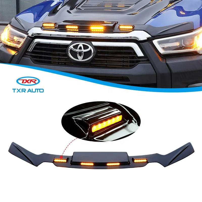 4x4 Car Parts Front Hood Scoop Cover Pickup Bonnet Guard Roof Searchlight for Hilux 2021- custom