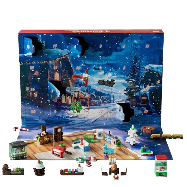 725PCS Kerst Adventskalender Blind Box Gebouwen Blokken Sets Model Bricks Sets Thuis Ornament Creatief Speelgoed Volwassen Kinderen Geschenken