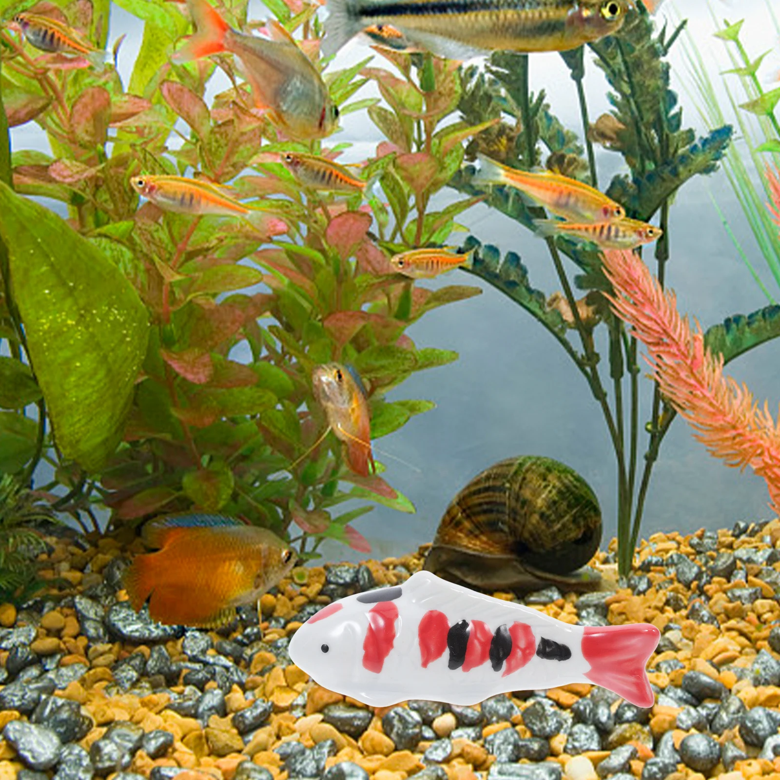 

Porcelain Floating Fish Sculpture Durable Ceramic Aquarium Ornament Lifelike Fish Tank Decor Art Piece Aquarium Floating Decor