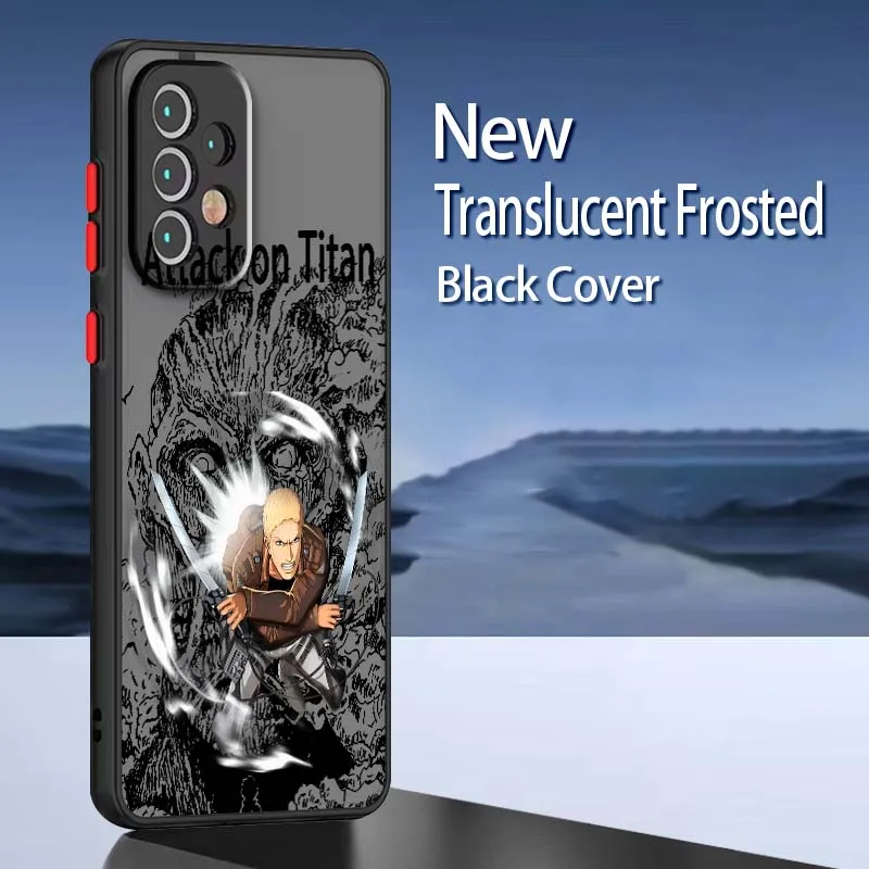 Attack on Titan Fashion Anime For Samsung A73 A72 A71 A55 A54 A53 A52 A51 A35 A25 A15 A14 5G Frosted Translucent Phone Case