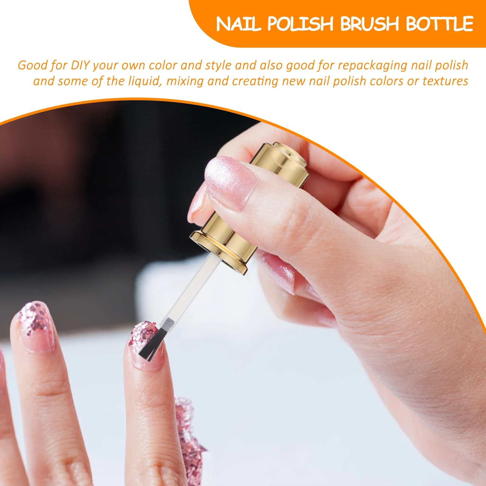 2Pcs Nail Polish Empty Bottle 10ml Clear Glass Airtight Refillable Brush Lid DIY Nail Art Supplies Container Glass Bottles